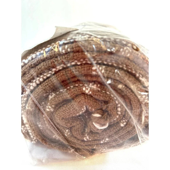 Little Korboose Woven Throw Blanket Brown Cream Plaid Size 50 x 60 - Picture 6 of 7